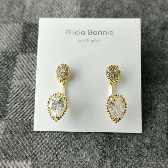 Alicia Bonnie Jewelry - Authentic Alicia Bonnie Dual Elegance Gold White Crystal Ear Jacket Earrings